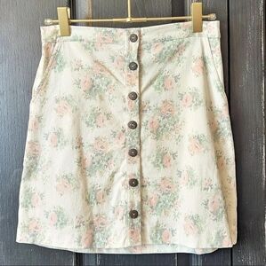 Lily White Floral Skirt with Button Detail